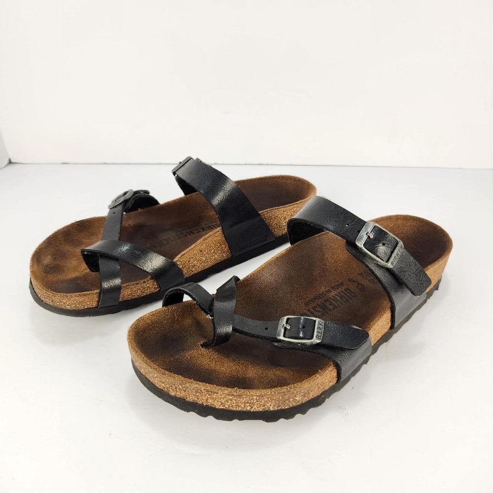 Birkenstock Mayari Black Sandals Women's EU 38 US 7 Toe Loop Comfort Slides